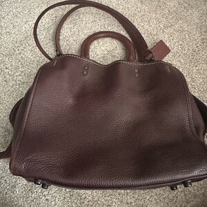 Coach Pebbled Leather Satchel in Oxblood